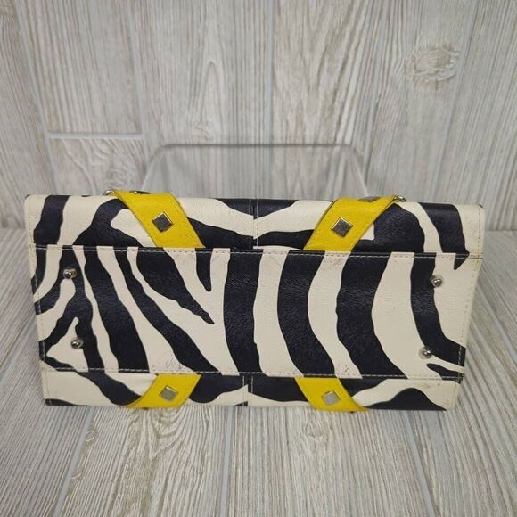 Miche Womens Zebra Animal Print Shell Bag Purse Cover Black White Yellow - Picture 2 of 6